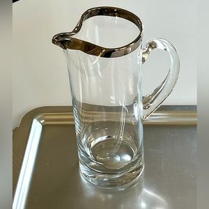 Vintage | Dorothy Thorpe Silver Rimmed Glass Pitcher | Martini Pitcher | MCM